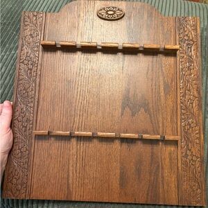 Vintage carved wooden spoon display wall hanging
